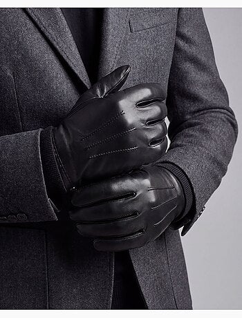Gants en cuir d'agneau pleine fleur, doublés cachemire et soie homme