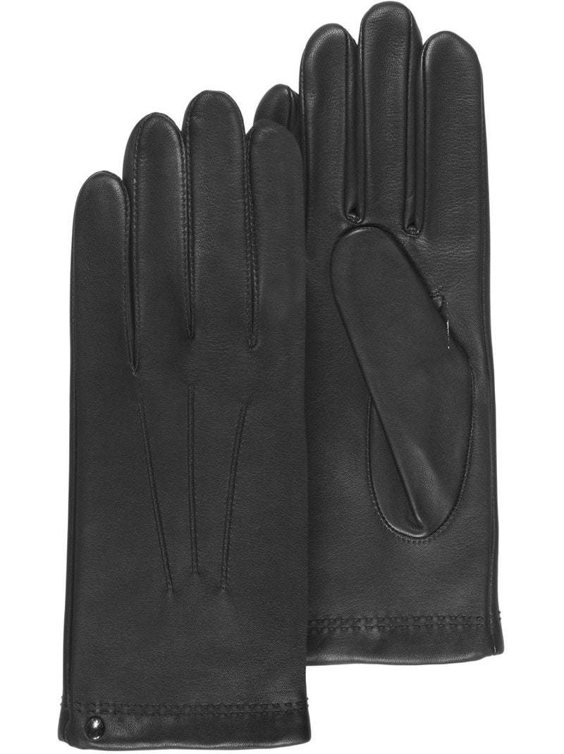 Gants en cuir d'agneau pleine fleur, doublés cachemire et soie homme Noir - Kiabi