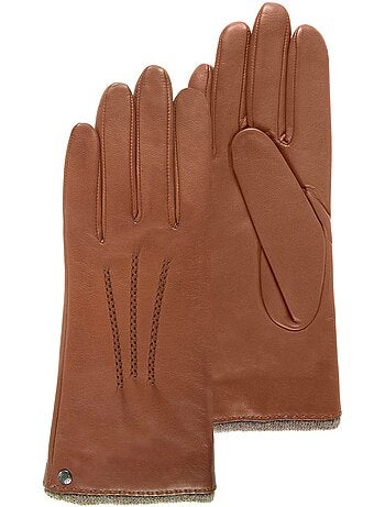 Gants en cuir d'agneau pleine fleur, doublés cachemire femme isotoner