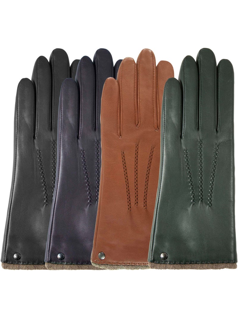 Gants en cuir d'agneau pleine fleur, doublés cachemire femme isotoner Noir - Kiabi