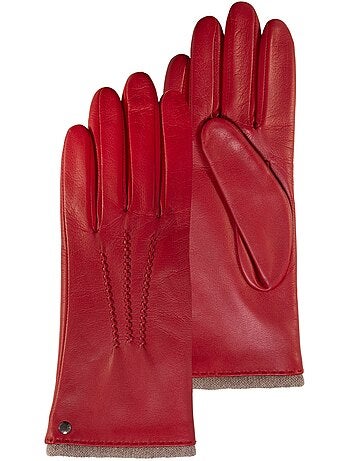 Gants en cuir d'agneau pleine fleur, doublés cachemire femme isotoner