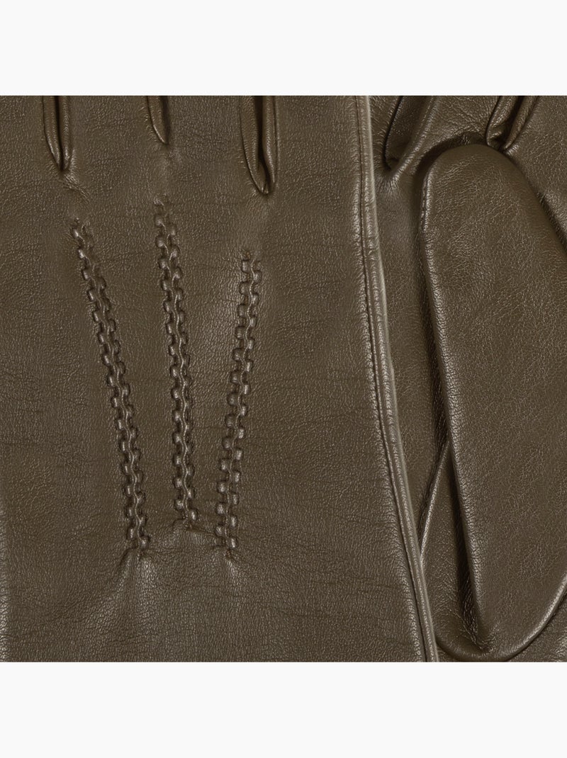 Gants en cuir d'agneau pleine fleur, doublés cachemire femme isotoner Vert olive - Kiabi