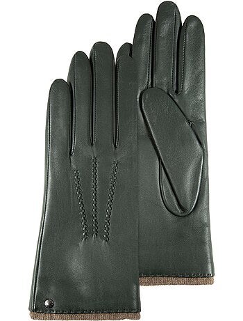 Gants en cuir d'agneau pleine fleur, doublés cachemire femme isotoner