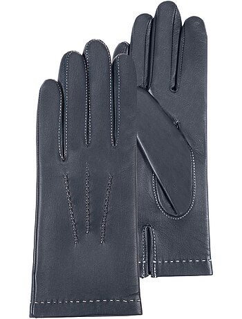Gants en cuir d'agneau pleine fleur, doublés soie, tendance et modernes femme isotoner