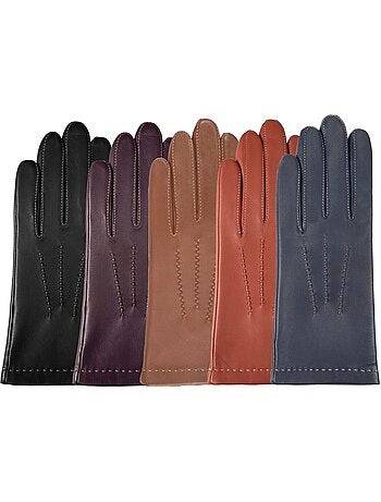 Gants en cuir d'agneau pleine fleur, doublés soie, tendance et modernes femme isotoner