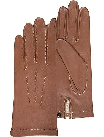 Gants en cuir d'agneau pleine fleur, doublés soie, tendance et modernes femme isotoner