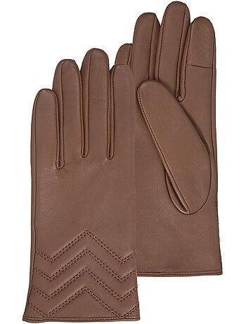 Gants en cuir d'agneau pleine fleur, doublés soie, tendance et modernes femme isotoner