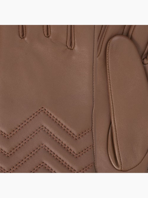 Gants en cuir d'agneau pleine fleur, doublés soie, tendance et modernes femme isotoner - Kiabi