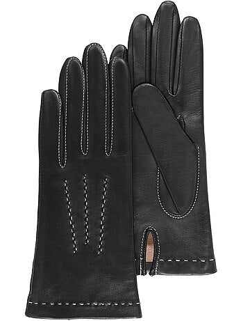 Gants en cuir d'agneau pleine fleur, doublés soie, tendance et modernes femme isotoner