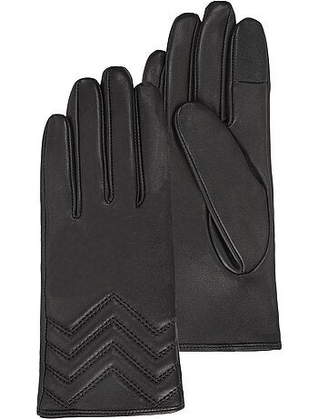Gants en cuir d'agneau pleine fleur, doublés soie, tendance et modernes femme isotoner