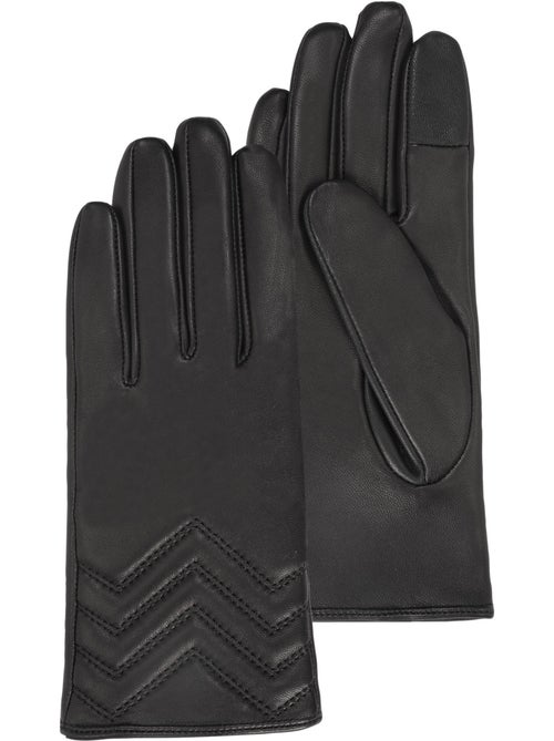 Gants en cuir d'agneau pleine fleur, doublés soie, tendance et modernes femme isotoner - Kiabi