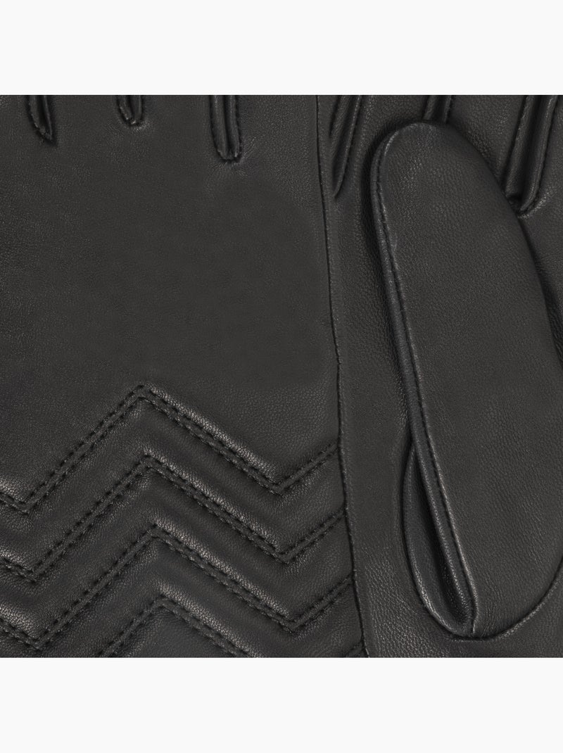 Gants en cuir d'agneau pleine fleur, doublés soie, tendance et modernes femme isotoner Noir - Kiabi