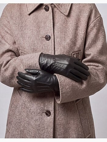 Gants en cuir d'agneau pleine fleur, doublés soie, tendance et modernes femme