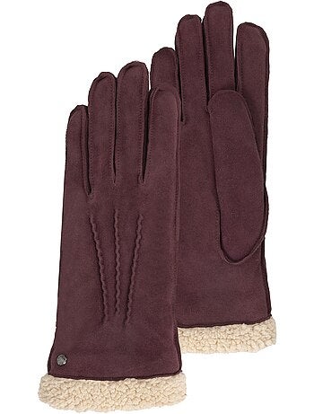 Gants en cuir de chèvre velours, doublés en imitation fourrure femme isotoner