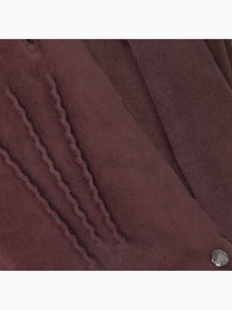 Gants en cuir de chèvre velours, doublés en imitation fourrure femme isotoner Bordeaux - Kiabi