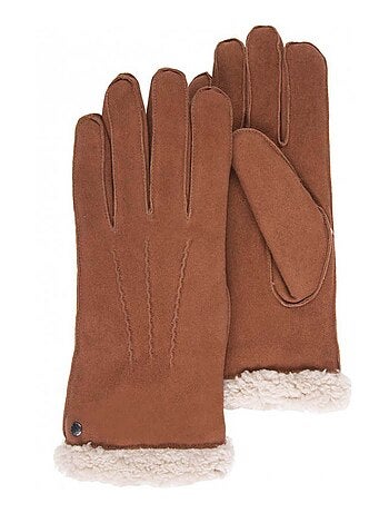 Gants en cuir de chèvre velours, doublés en imitation fourrure femme Isotoner