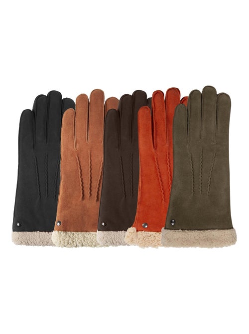 Gants en cuir de chèvre velours, doublés en imitation fourrure femme Isotoner - Kiabi