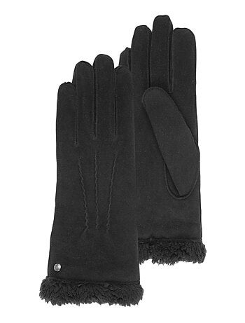 Gants en cuir de chèvre velours, doublés en imitation fourrure femme Isotoner