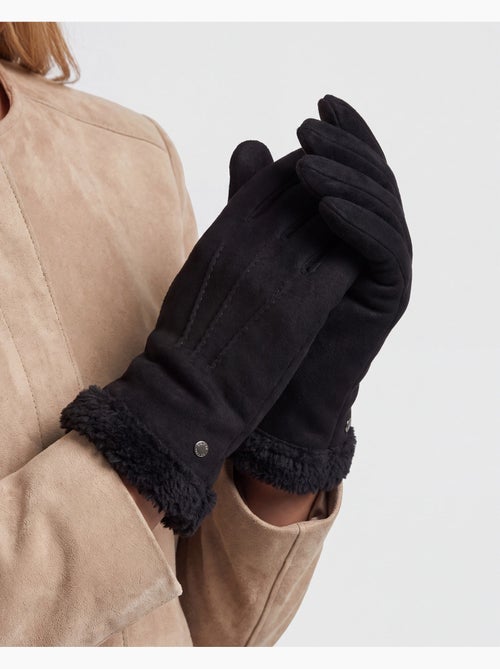 Gants en cuir de chèvre velours, doublés en imitation fourrure femme - Kiabi Gants en cuir de chèvre velours, doublés en imitation fourrure femme - Kiabi