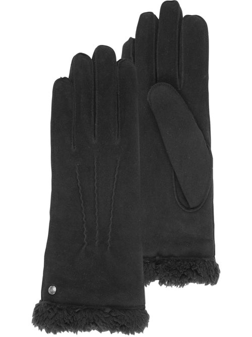 Gants en cuir de chèvre velours, doublés en imitation fourrure femme - Kiabi Gants en cuir de chèvre velours, doublés en imitation fourrure femme - Kiabi