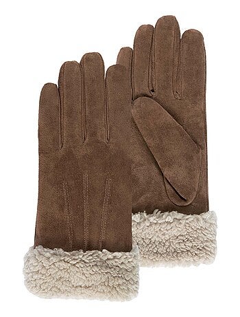 Gants en cuir, doublés imitation fourrure, élégants femme Isotoner