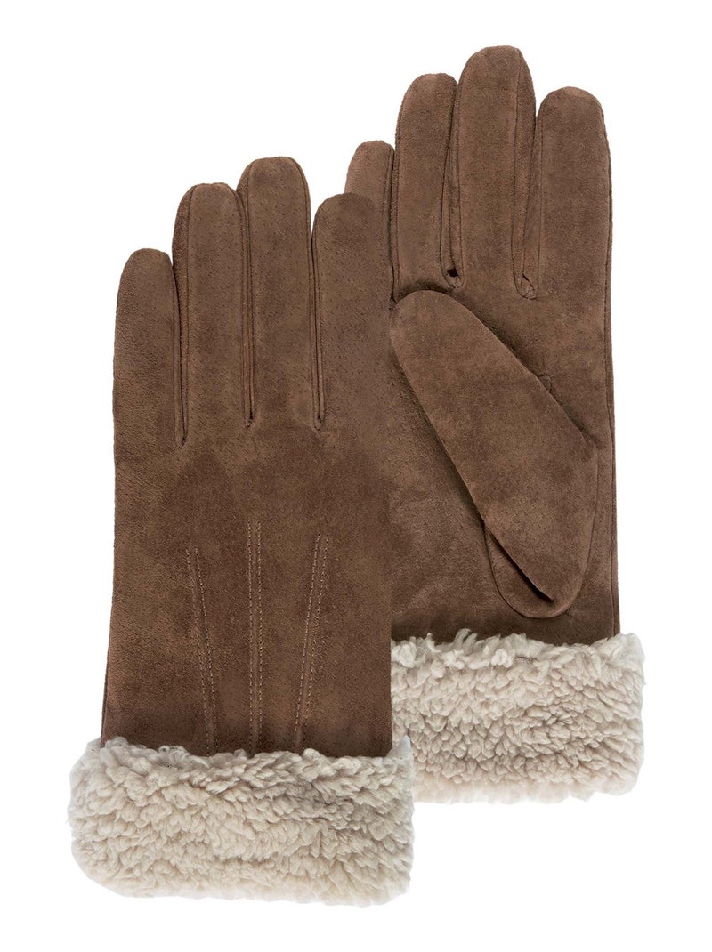 Gants en cuir, doublés imitation fourrure, élégants femme Isotoner Cognac - Kiabi