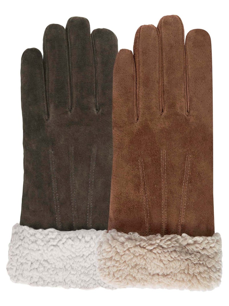 Gants en cuir, doublés imitation fourrure, élégants femme Isotoner Cognac - Kiabi