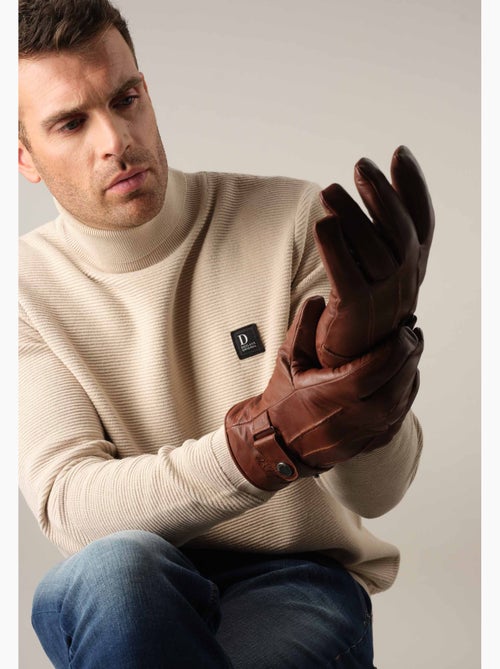 Gants en cuir lisse avec détails de surpiqûres 'Deeluxe' - Kiabi Gants en cuir lisse avec détails de surpiqûres 'Deeluxe' - Kiabi