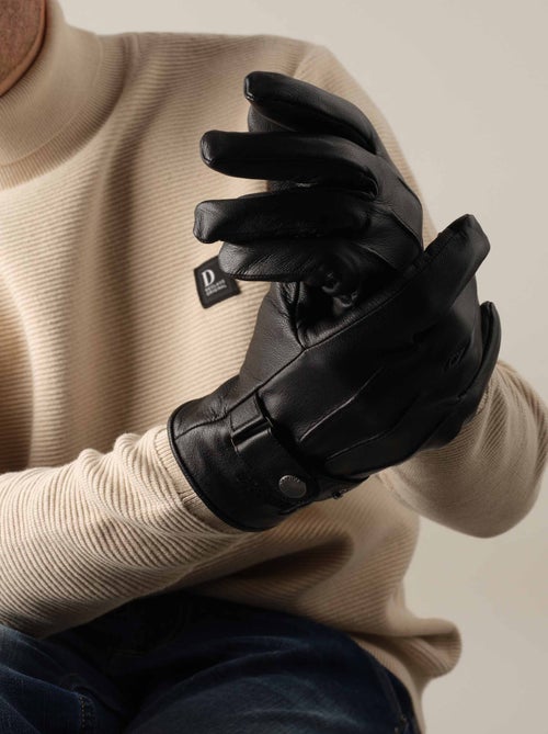 Gants en cuir lisse avec détails de surpiqûres 'Deeluxe' - Kiabi