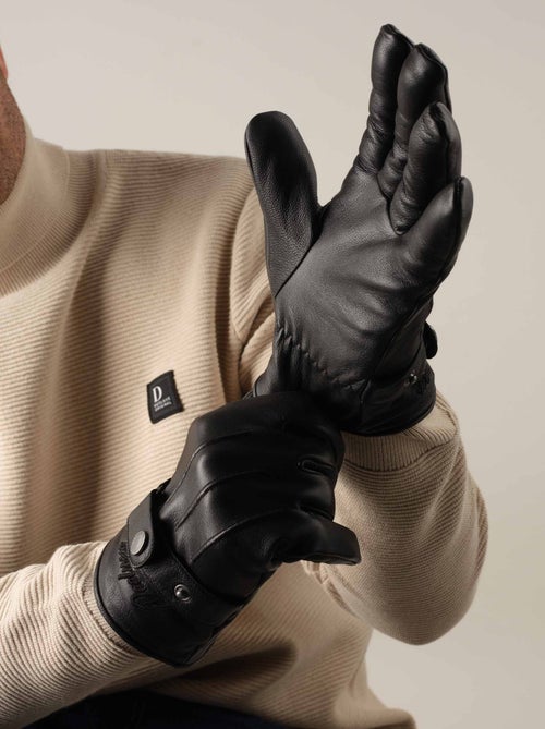 Gants en cuir lisse avec détails de surpiqûres 'Deeluxe' - Kiabi