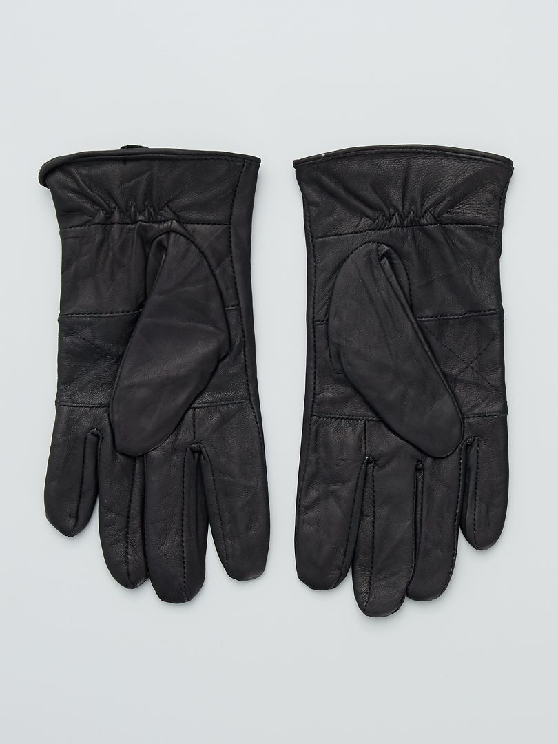 Soldes Gants homme - gants chaud - gants cuir et maille - marron - Kiabi