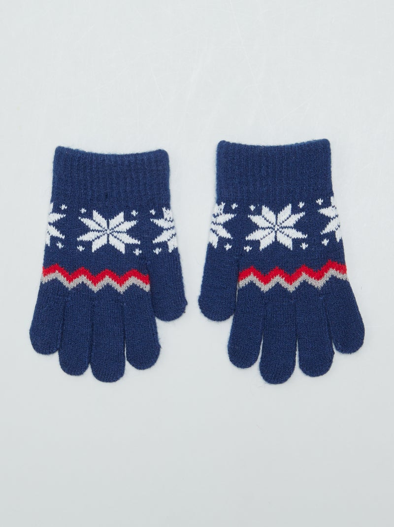 Gants en maille motifs flocon Bleu - Kiabi