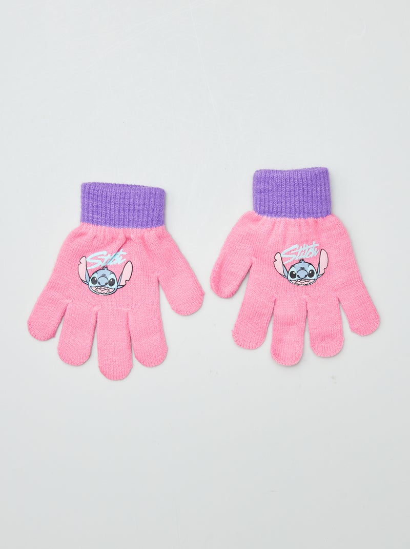 Gants en maille 'Stitch' Rose - Kiabi