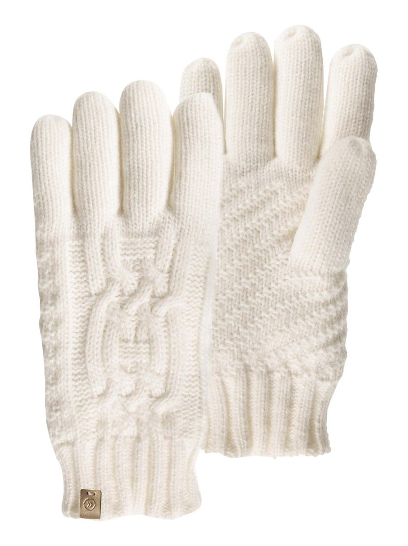 Gants en maille torsades - doublés polaire Blanc - Kiabi