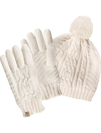 Gants en maille torsades - doublés polaire femme
