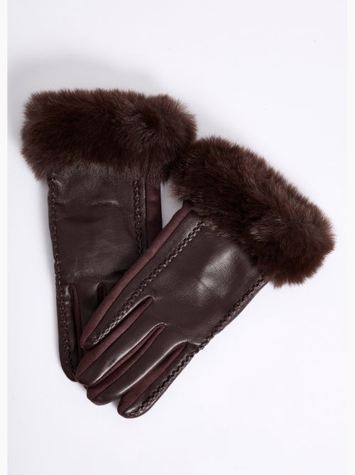Gants en simili cuir et poignet fourrure - afibel - Kiabi Gants en simili cuir et poignet fourrure - afibel - Kiabi