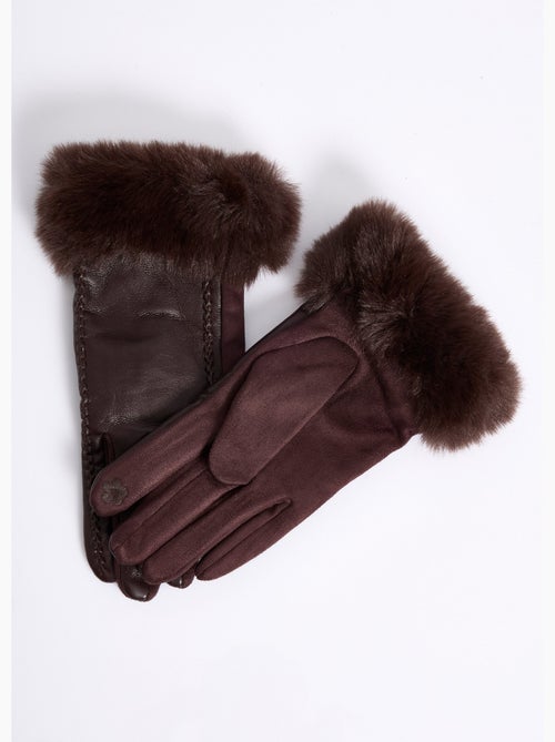 Gants en simili cuir et poignet fourrure - afibel - Kiabi Gants en simili cuir et poignet fourrure - afibel - Kiabi