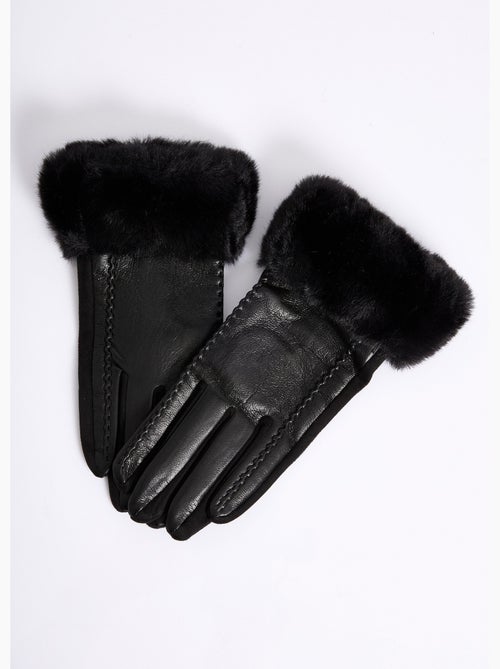 Gants en simili cuir et poignet fourrure - afibel - Kiabi Gants en simili cuir et poignet fourrure - afibel - Kiabi