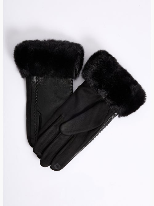 Gants en simili cuir et poignet fourrure - afibel - Kiabi Gants en simili cuir et poignet fourrure - afibel - Kiabi
