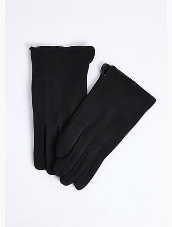 Gants en suédine, bord simili cuir