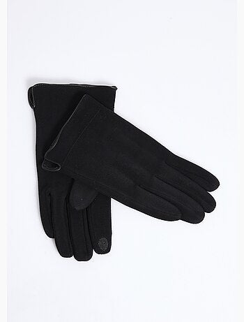 Gants en suédine, bord simili cuir