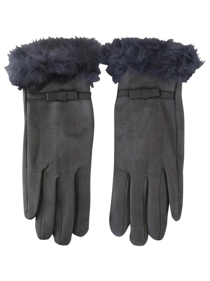 Gants fausse fourrure Gris - Kiabi