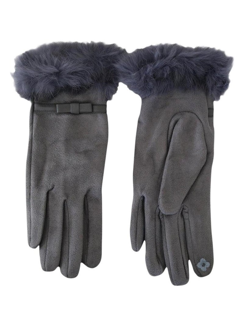 Gants fausse fourrure Gris - Kiabi
