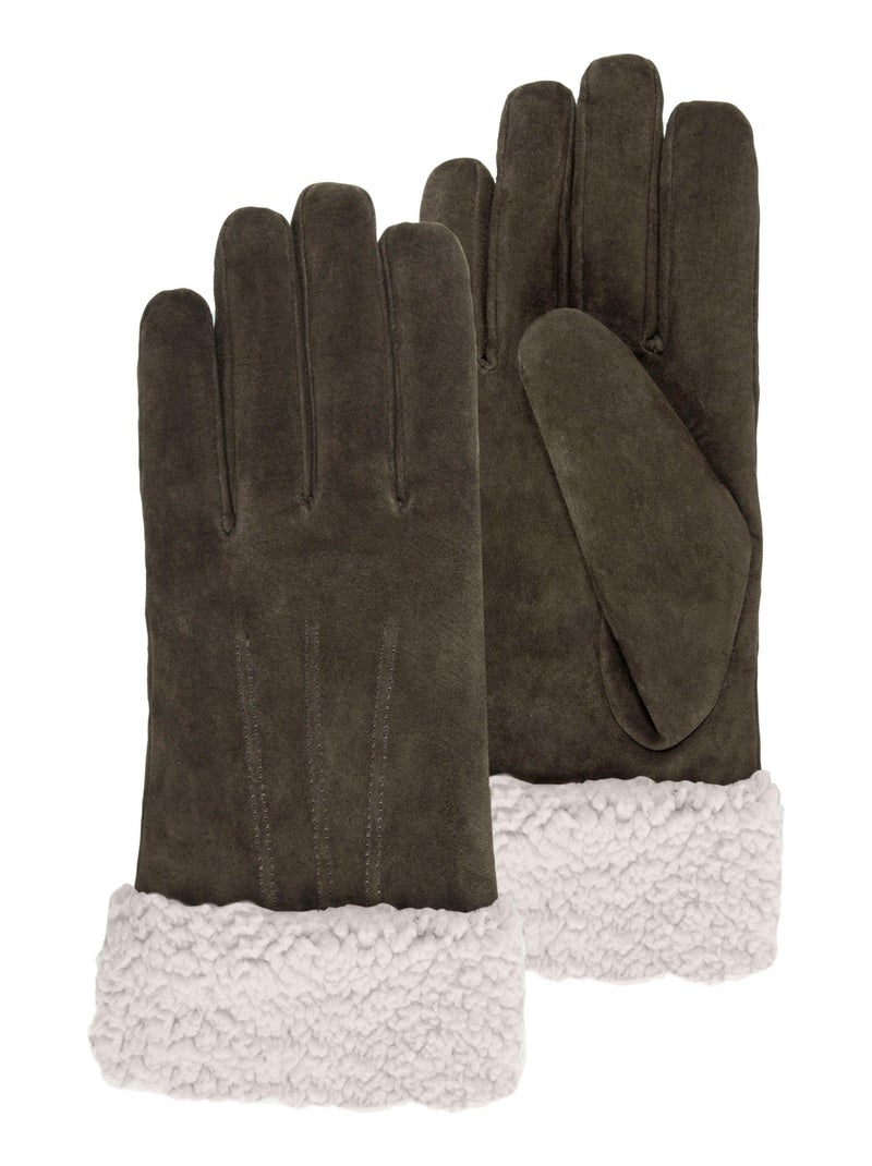 Gants femme chocolat en cuir Isotoner Marron chocolat - Kiabi