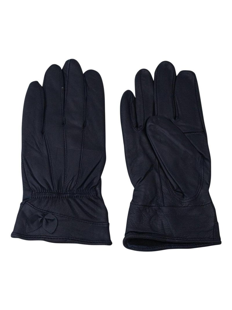 Gants femme cuir DELFINA Bleu marine - Kiabi