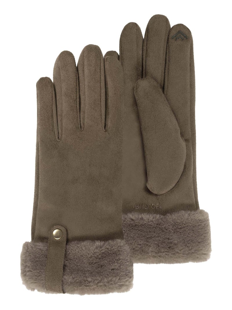 Gants femme kaki tactiles suédine Isotoner Kaki - Kiabi