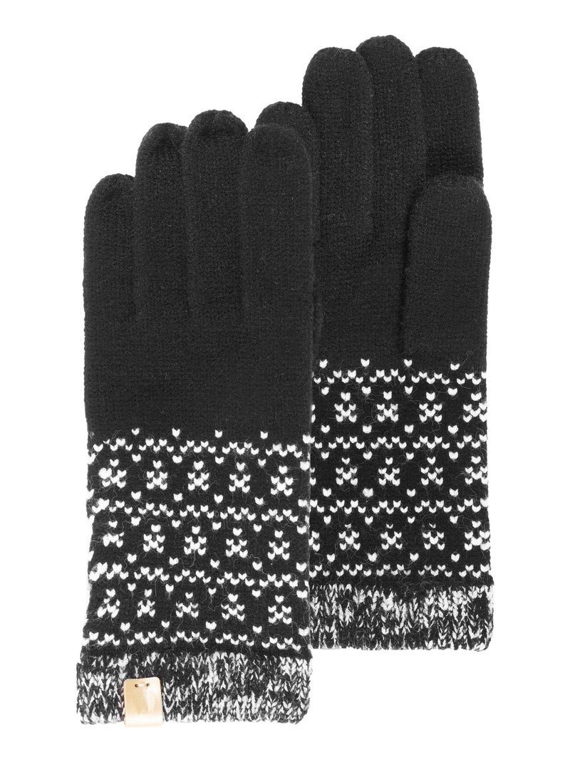 Gants Femme Maille Soft Touch jacquard Noir Noir - Kiabi