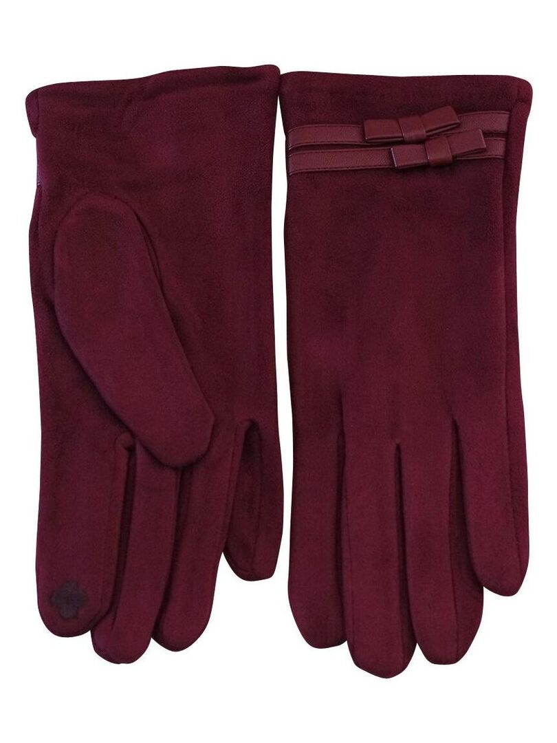 Gants femme petits nœuds Bordeaux - Kiabi