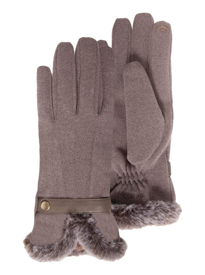 Gants femme taupe tactiles suédine Isotoner Taupe - Kiabi