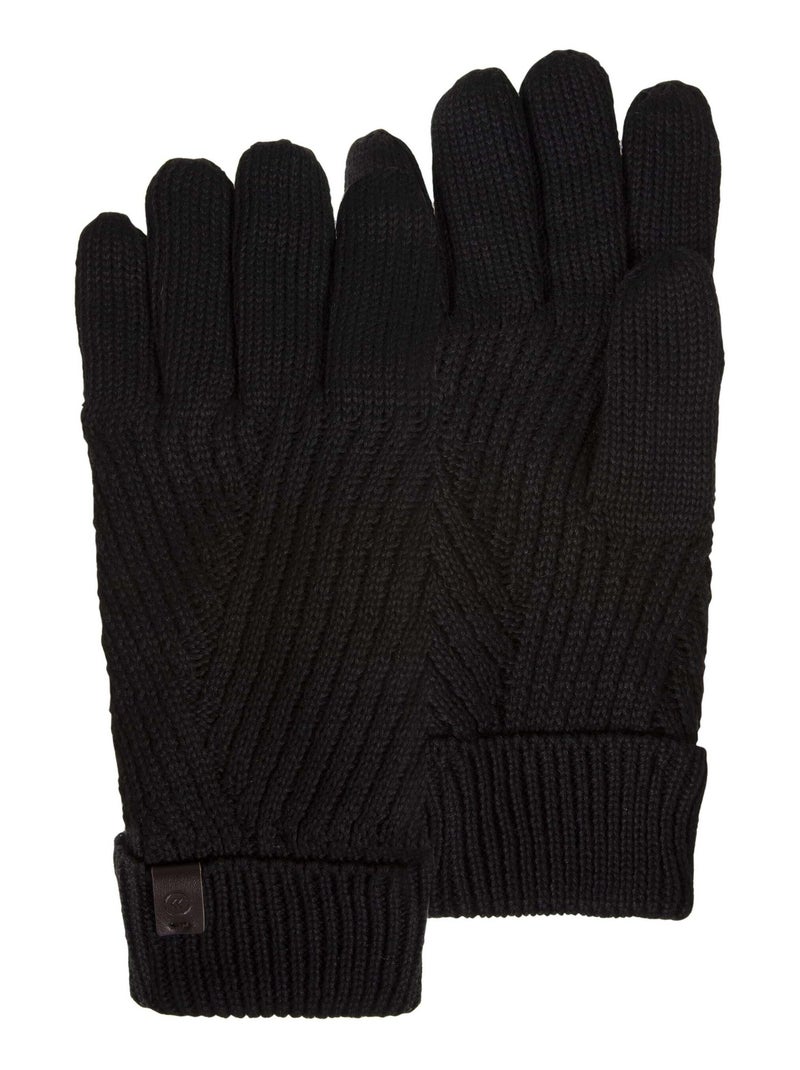 Gants homme maille recyclée côtelée Isotoner Noir - Kiabi